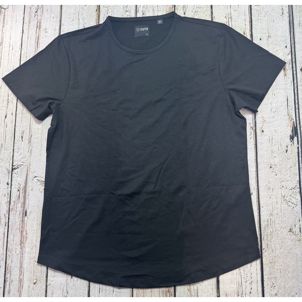 CUTS Clothing Men's T-Shirt Curve Hem Black XL Solid Athleisure Minimalist